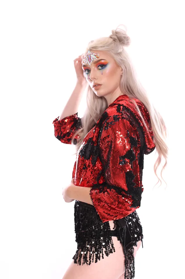 Rings THE LUMi SHOP Reversible Sequin Jacket Black Red