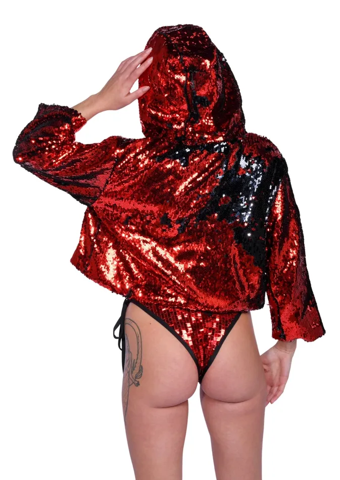 Rings THE LUMi SHOP Reversible Sequin Jacket Black Red