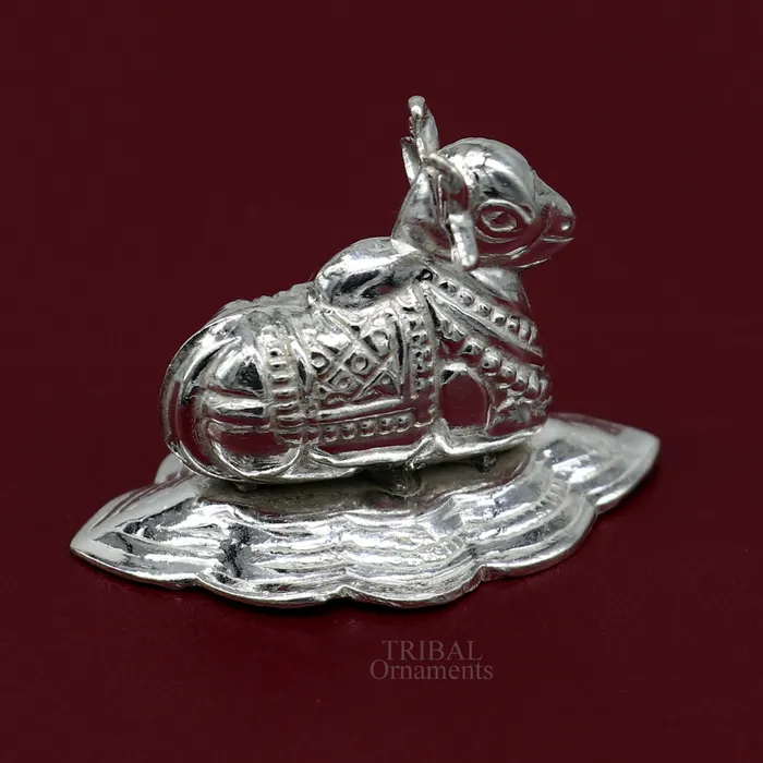 TRIBAL ORNAMENTS Necklaces Divine Lord Shiva Vahan Nandi Maharaj sterling silver handmade small article for puja best gift for lord Shiva divine statue su714