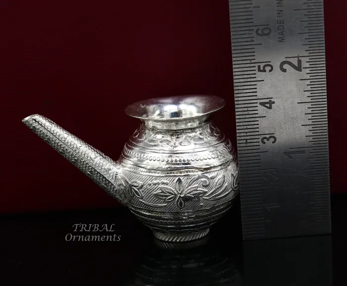 TRIBAL ORNAMENTS Rings 925 Sterling silver handmade plain small karwa chauth Kalash or pot unique silver karwa choth puja article shiva Abhishek kalash pot india su824