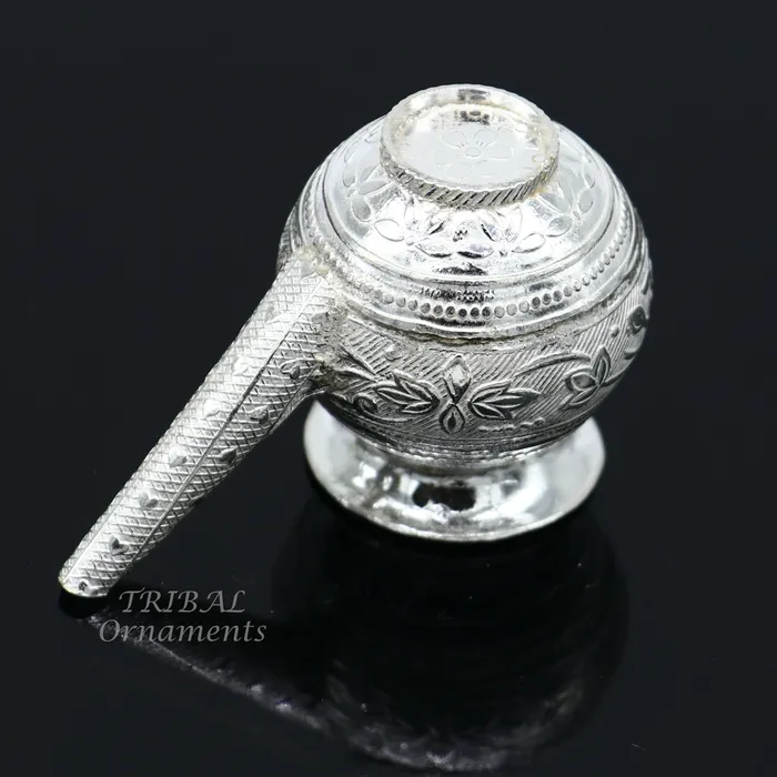 TRIBAL ORNAMENTS Rings 925 Sterling silver handmade plain small karwa chauth Kalash or pot unique silver karwa choth puja article shiva Abhishek kalash pot india su824