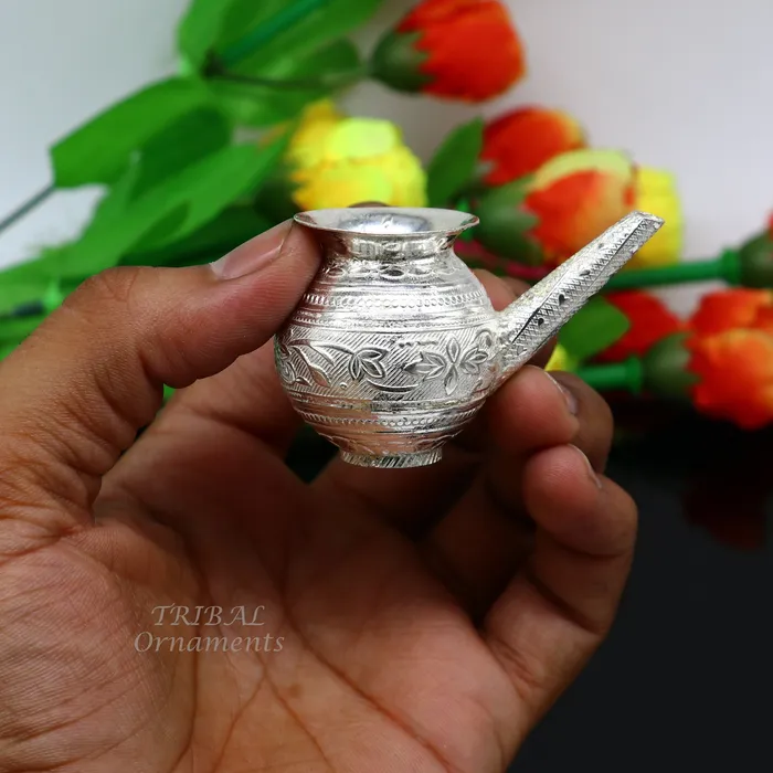 TRIBAL ORNAMENTS Rings 925 Sterling silver handmade plain small karwa chauth Kalash or pot unique silver karwa choth puja article shiva Abhishek kalash pot india su824