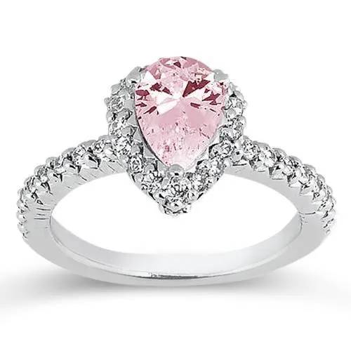 281 Ct Pear Pink Sapphire Center Halo Gemstone Ring Gold 14K GB Rings 281 Ct Pear Pink Sapphire Center Halo Gemstone Ring Gold 14K GB Rings