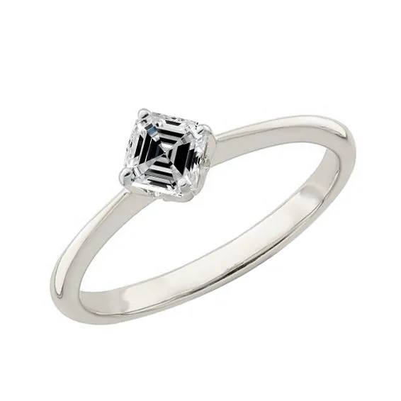 Rings HarryChadEntcom Solitaire Engagement Ring Asscher Natural Earth Mined Diamond 14K White Gold 150 Carats