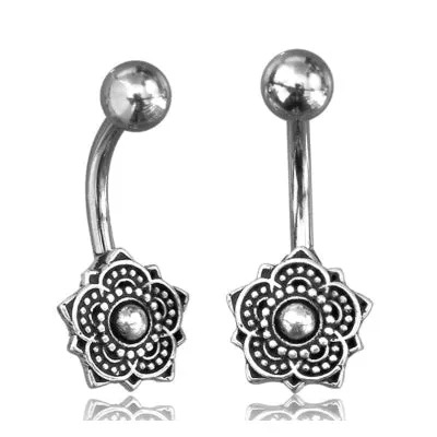 Chaotic Trading Rings Sterling Silver Mandala Belly Ring