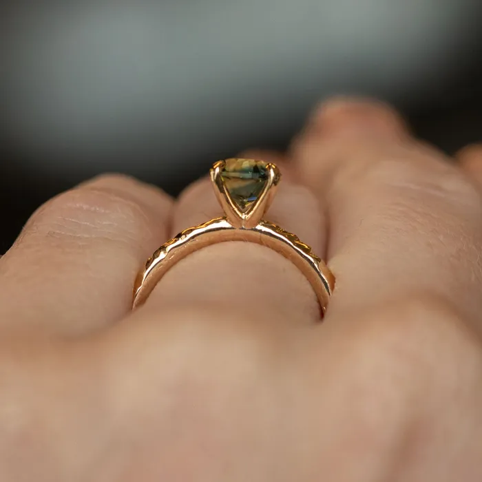 Choice Gems Co Rings 138ct Round Australian Teal Green Blue Sapphire Evergreen Solitaire Ring in 14k Yellow Gold