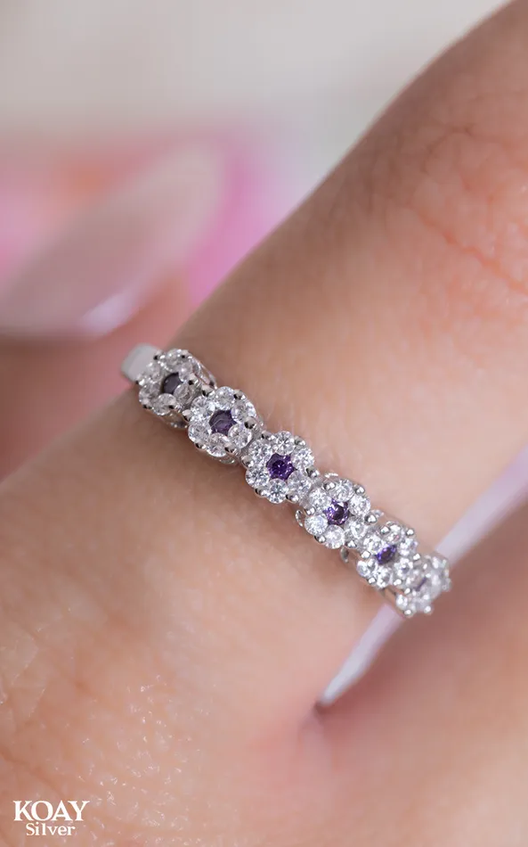 KOAY Silver Store Rings Zircon Ring 087 Purple