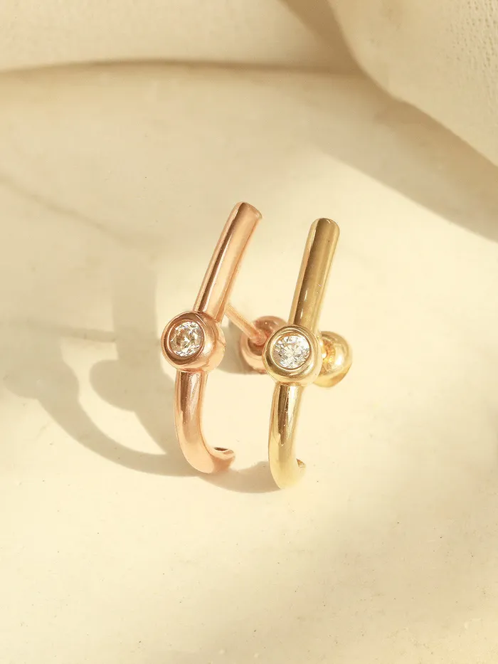 Rings MinimalBijoux 14K Gold Point Cubic Half Ring Earring 20G18G16G