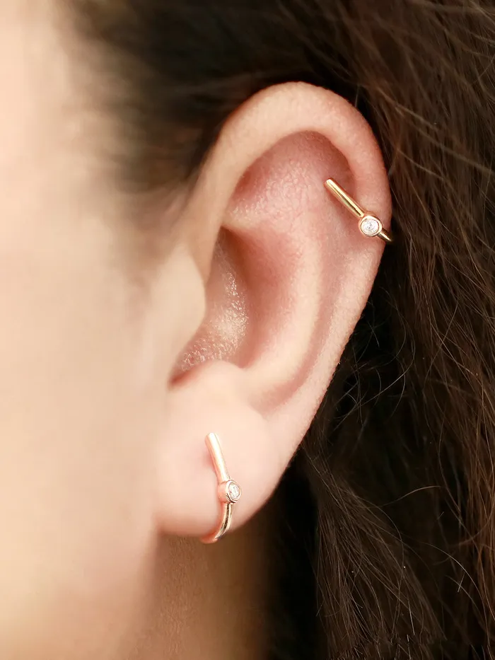 Rings MinimalBijoux 14K Gold Point Cubic Half Ring Earring 20G18G16G