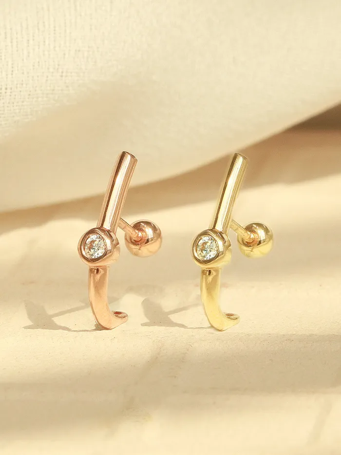 Rings MinimalBijoux 14K Gold Point Cubic Half Ring Earring 20G18G16G
