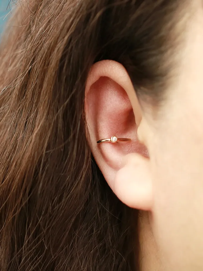 Rings MinimalBijoux 14K Gold Point Cubic Half Ring Earring 20G18G16G