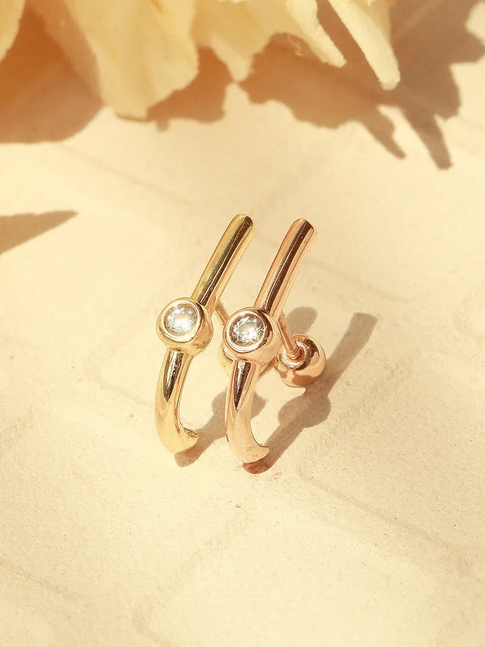 Rings MinimalBijoux 14K Gold Point Cubic Half Ring Earring 20G18G16G