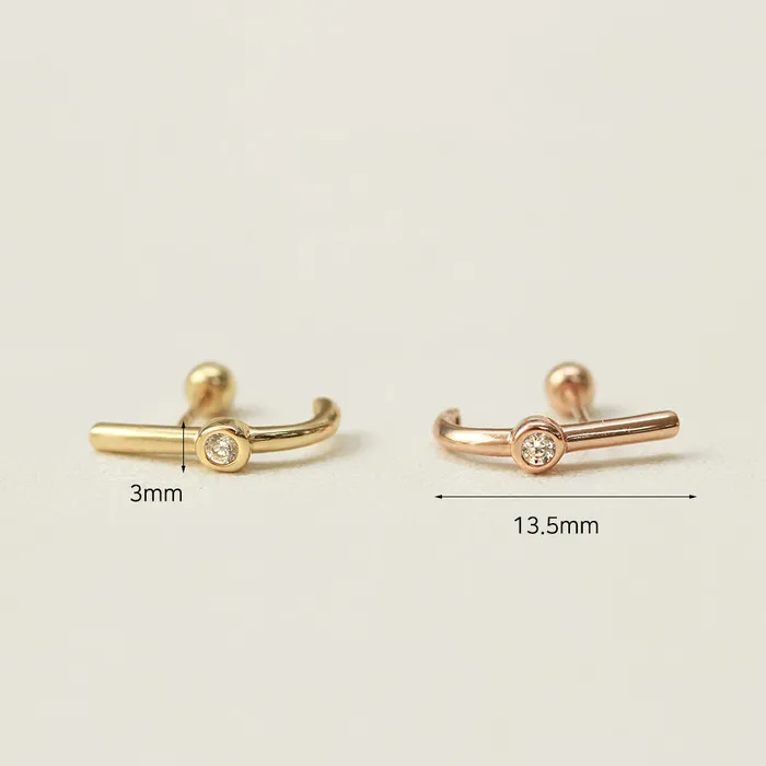 Rings MinimalBijoux 14K Gold Point Cubic Half Ring Earring 20G18G16G