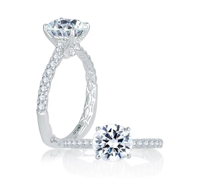 AJAFFE Seasons of Love Round Diamond Engagement Ring Setting 026 ctw International Diamond Center Rings