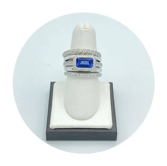Estate 18K White Gold David Yurman 160CT Tanzanite Ring 070CTW Diamond Shop IDC estore Rings Estate 18K White Gold David Yurman 160CT Tanzanite Ring 070CTW Diamond Shop IDC estore Rings