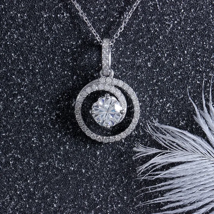 Luxus Moissanite Rings Jewelry Necklaces 14k White Gold Jewelry Collection 14k White Gold Moissanite Necklace Pendant 1ct Center Stone