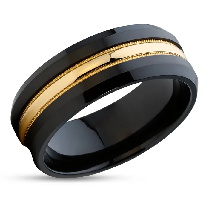 Rings Black Zirconium Ring 14k Yellow Gold Ring Black Wedding Ring Zirconium Wedding Ring Clean Casting Jewelry Rings Black Zirconium Ring 14k Yellow Gold Ring Black Wedding Ring Zirconium Wedding Ring Clean Casting Jewelry
