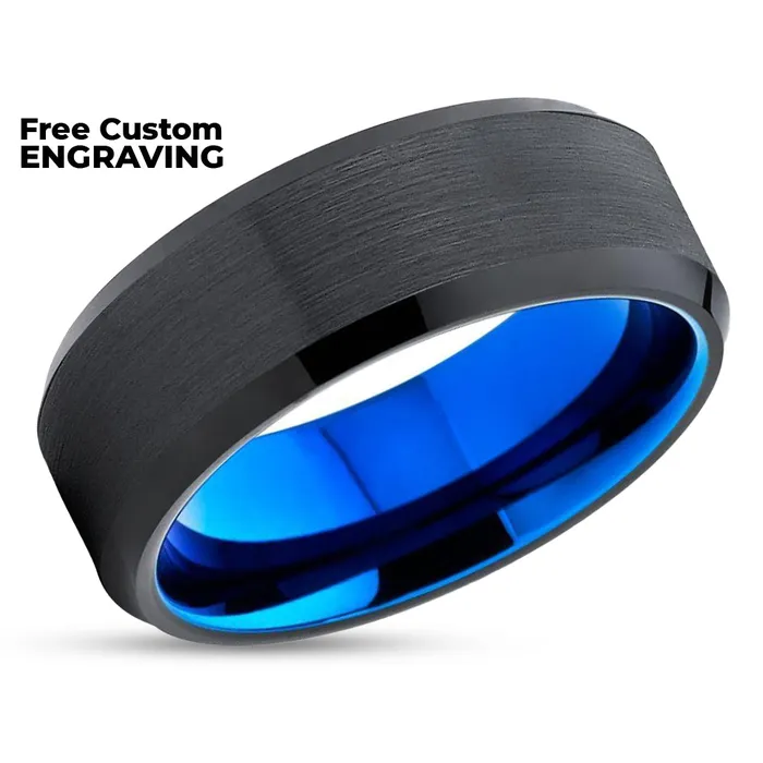 Rings Clean Casting Jewelry Blue Tungsten Ring Blue Wedding Ring Tungsten Carbide Ring Blue Tungsten Band