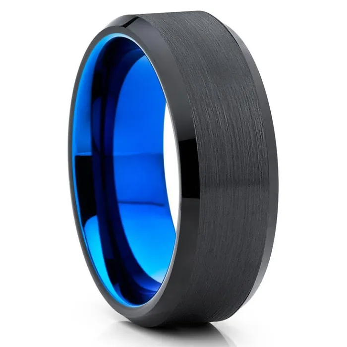 Rings Clean Casting Jewelry Blue Tungsten Ring Blue Wedding Ring Tungsten Carbide Ring Blue Tungsten Band