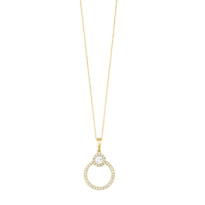 Yellow Gold Diamond Pendant Fashion Necklace 033CTW Gems One Necklaces