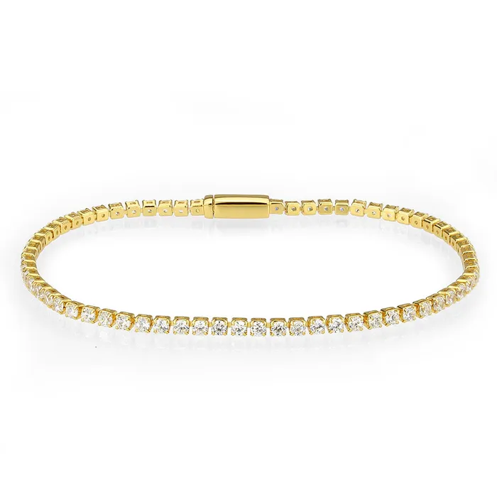 3W1686 Gold Brass Bracelet with AAA Grade CZ in Clear Alamode Bracelets