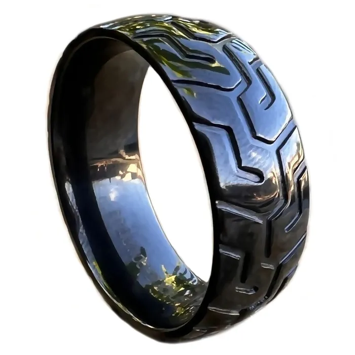 Black Zirconium Sports Car Biker Motorcycle Tire Tread Ring Bling Cartel Rings Black Zirconium Sports Car Biker Motorcycle Tire Tread Ring Bling Cartel Rings