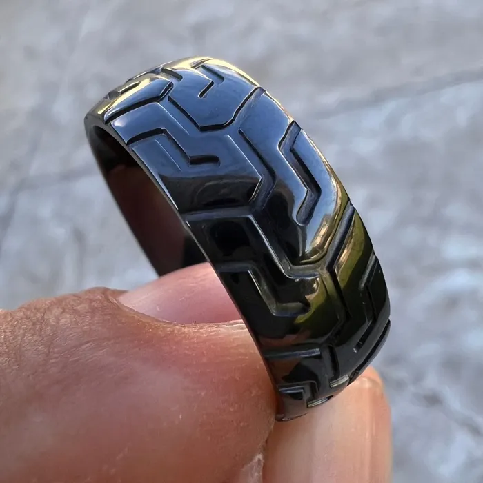 Black Zirconium Sports Car Biker Motorcycle Tire Tread Ring Bling Cartel Rings Black Zirconium Sports Car Biker Motorcycle Tire Tread Ring Bling Cartel Rings