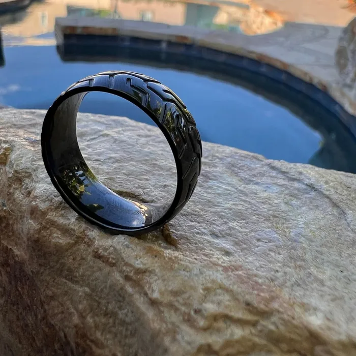 Black Zirconium Sports Car Biker Motorcycle Tire Tread Ring Bling Cartel Rings Black Zirconium Sports Car Biker Motorcycle Tire Tread Ring Bling Cartel Rings