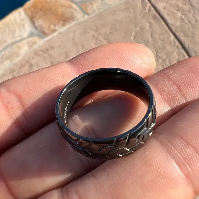 Black Zirconium Sports Car Biker Motorcycle Tire Tread Ring Bling Cartel Rings Black Zirconium Sports Car Biker Motorcycle Tire Tread Ring Bling Cartel Rings