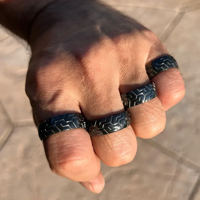 Black Zirconium Sports Car Biker Motorcycle Tire Tread Ring Bling Cartel Rings Black Zirconium Sports Car Biker Motorcycle Tire Tread Ring Bling Cartel Rings