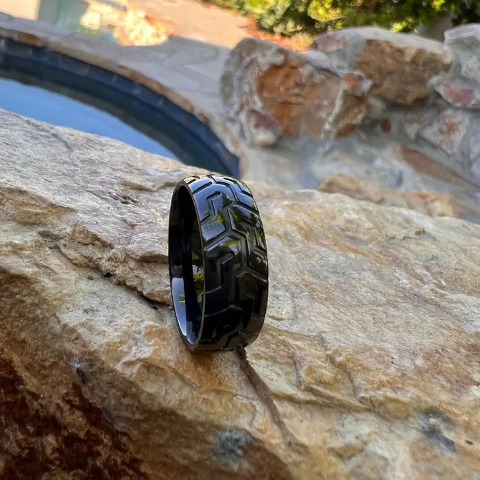 Black Zirconium Sports Car Biker Motorcycle Tire Tread Ring Bling Cartel Rings Black Zirconium Sports Car Biker Motorcycle Tire Tread Ring Bling Cartel Rings