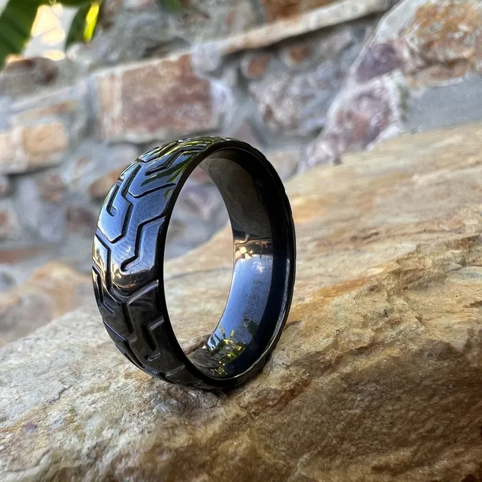 Black Zirconium Sports Car Biker Motorcycle Tire Tread Ring Bling Cartel Rings Black Zirconium Sports Car Biker Motorcycle Tire Tread Ring Bling Cartel Rings