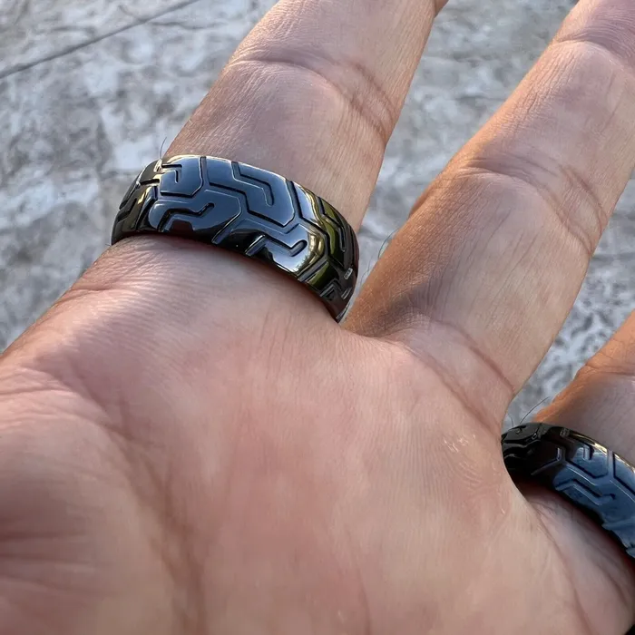 Black Zirconium Sports Car Biker Motorcycle Tire Tread Ring Bling Cartel Rings Black Zirconium Sports Car Biker Motorcycle Tire Tread Ring Bling Cartel Rings