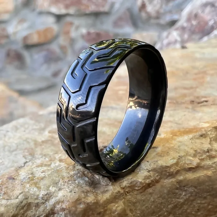 Black Zirconium Sports Car Biker Motorcycle Tire Tread Ring Bling Cartel Rings Black Zirconium Sports Car Biker Motorcycle Tire Tread Ring Bling Cartel Rings