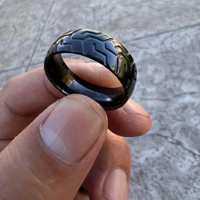 Black Zirconium Sports Car Biker Motorcycle Tire Tread Ring Bling Cartel Rings Black Zirconium Sports Car Biker Motorcycle Tire Tread Ring Bling Cartel Rings