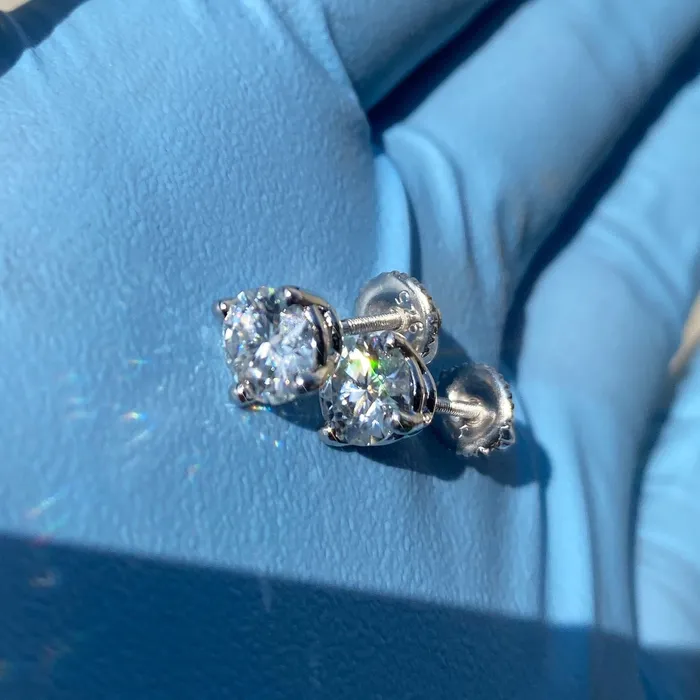 Bling Cartel 2CT TW Moissanite Stud Earrings 925 Sterling Silver Round Pass Diamond Tester 65MM Earrings Bling Cartel 2CT TW Moissanite Stud Earrings 925 Sterling Silver Round Pass Diamond Tester 65MM Earrings