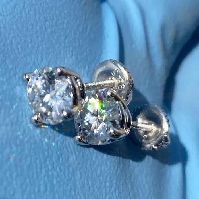 Bling Cartel 2CT TW Moissanite Stud Earrings 925 Sterling Silver Round Pass Diamond Tester 65MM Earrings Bling Cartel 2CT TW Moissanite Stud Earrings 925 Sterling Silver Round Pass Diamond Tester 65MM Earrings