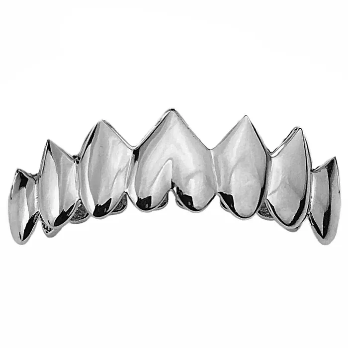 Bling Cartel Shark Grillz Eight Bottom Teeth Plain Silver Tone Rings