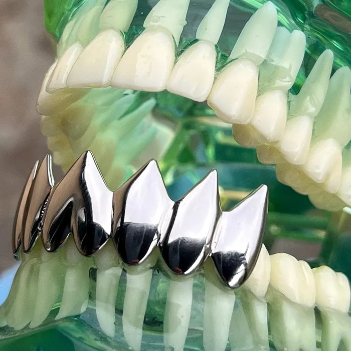 Bling Cartel Shark Grillz Eight Bottom Teeth Plain Silver Tone Rings Bling Cartel Shark Grillz Eight Bottom Teeth Plain Silver Tone Rings
