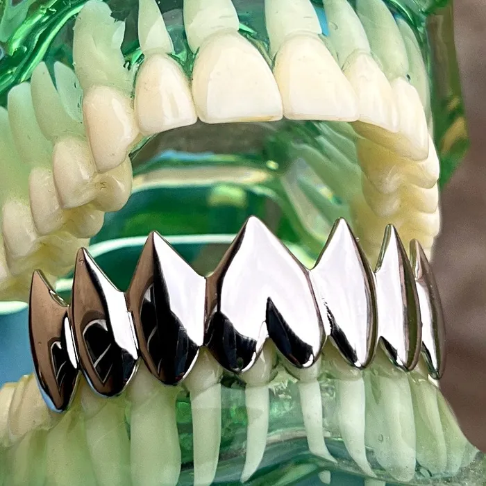 Bling Cartel Shark Grillz Eight Bottom Teeth Plain Silver Tone Rings Bling Cartel Shark Grillz Eight Bottom Teeth Plain Silver Tone Rings