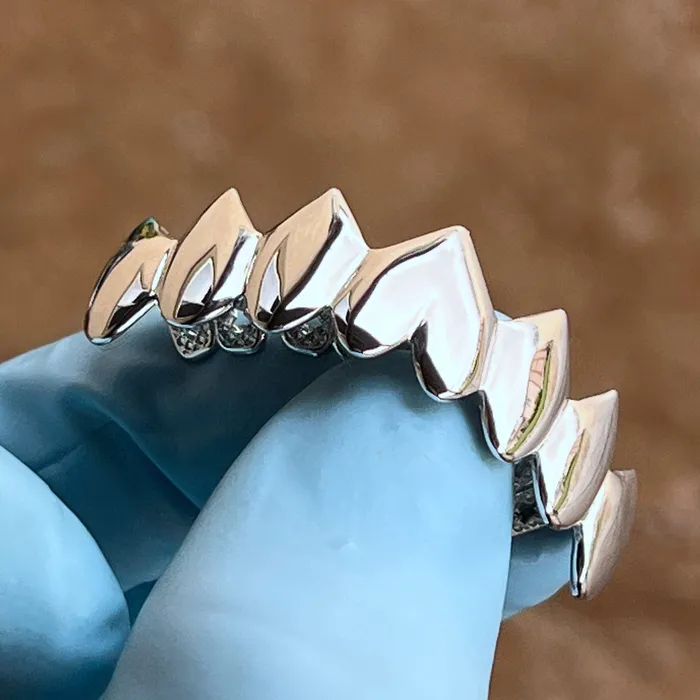 Bling Cartel Shark Grillz Eight Bottom Teeth Plain Silver Tone Rings Bling Cartel Shark Grillz Eight Bottom Teeth Plain Silver Tone Rings