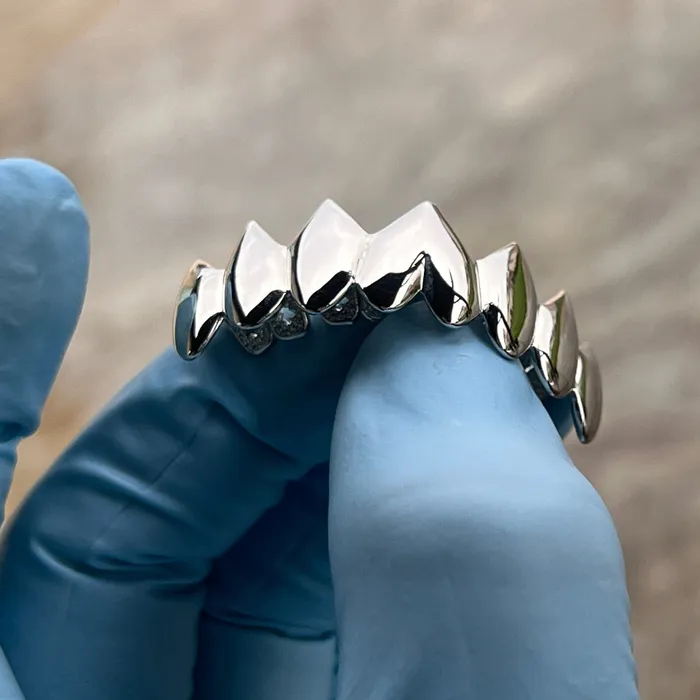 Bling Cartel Shark Grillz Eight Bottom Teeth Plain Silver Tone Rings Bling Cartel Shark Grillz Eight Bottom Teeth Plain Silver Tone Rings