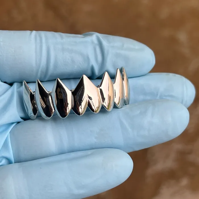 Bling Cartel Shark Grillz Eight Bottom Teeth Plain Silver Tone Rings Bling Cartel Shark Grillz Eight Bottom Teeth Plain Silver Tone Rings