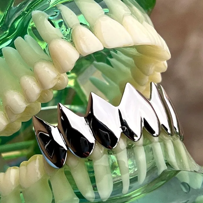 Bling Cartel Shark Grillz Eight Bottom Teeth Plain Silver Tone Rings Bling Cartel Shark Grillz Eight Bottom Teeth Plain Silver Tone Rings