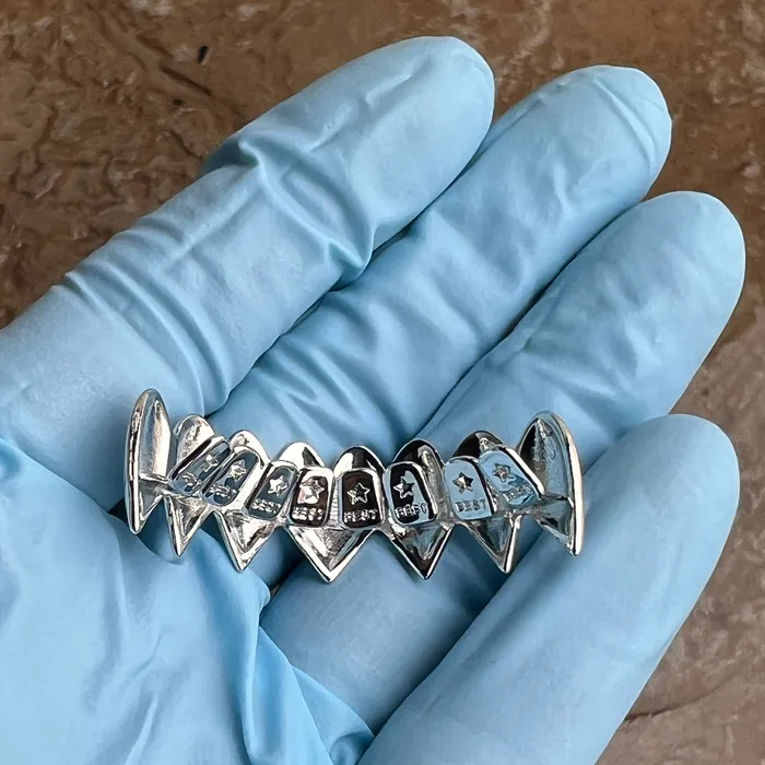 Bling Cartel Shark Grillz Eight Bottom Teeth Plain Silver Tone Rings Bling Cartel Shark Grillz Eight Bottom Teeth Plain Silver Tone Rings