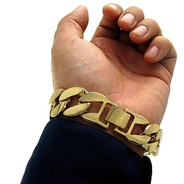 Bracelets Bling Cartel Admin Mens Flat Cuban Link Gold Finish Bracelet 20MM 9 Bracelets Bling Cartel Admin Mens Flat Cuban Link Gold Finish Bracelet 20MM 9