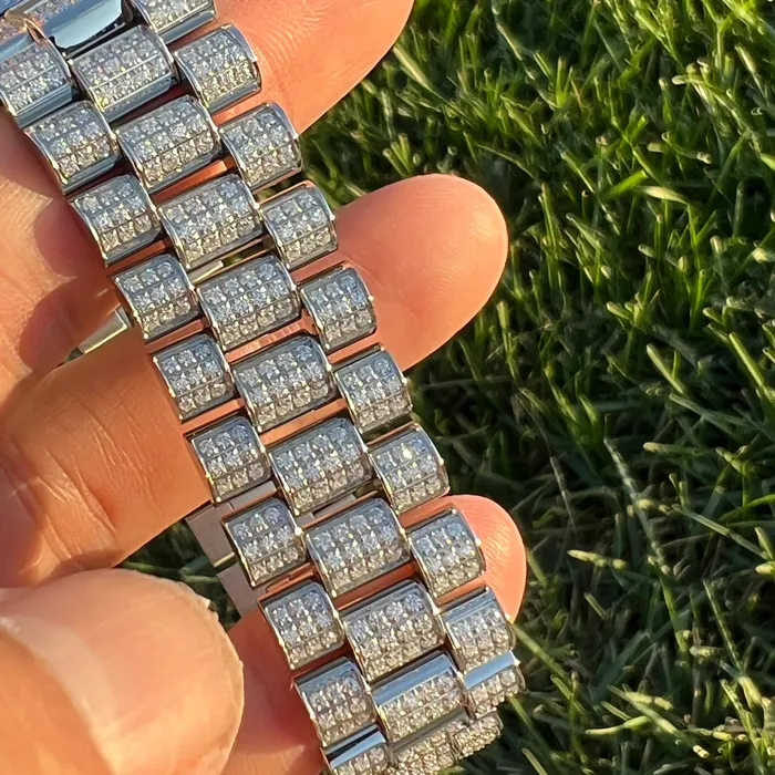 Bracelets Harlem Bling Mens Watch 153ct VVS Moissanite Iced Flooded Out 316F Stainless Steel