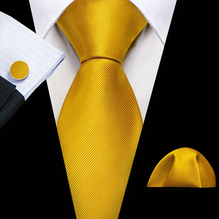 BWG VIP Design Collection Mens Fashion Bright Golden Yellow Jacquard 100 Premium High Quality Silk Ties Divine Inspiration Styles Rings