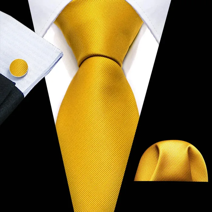 BWG VIP Design Collection Mens Fashion Bright Golden Yellow Jacquard 100 Premium High Quality Silk Ties Divine Inspiration Styles Rings