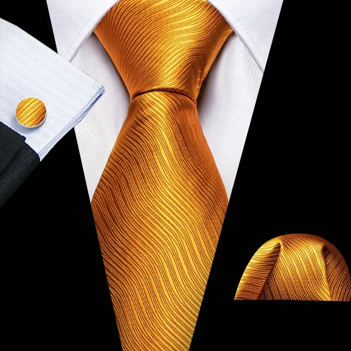 BWG VIP Design Collection Mens Fashion Bright Golden Yellow Jacquard 100 Premium High Quality Silk Ties Divine Inspiration Styles Rings
